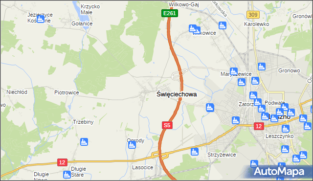 mapa Święciechowa, Święciechowa na mapie Targeo