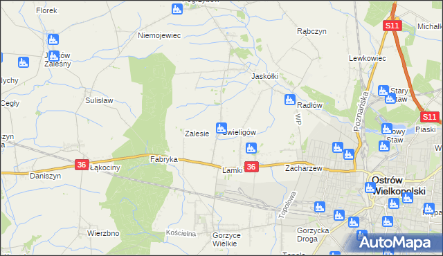 mapa Świeligów, Świeligów na mapie Targeo