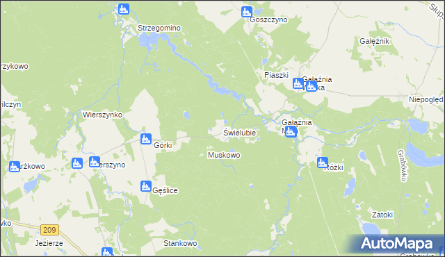 mapa Świelubie gmina Kołczygłowy, Świelubie gmina Kołczygłowy na mapie Targeo