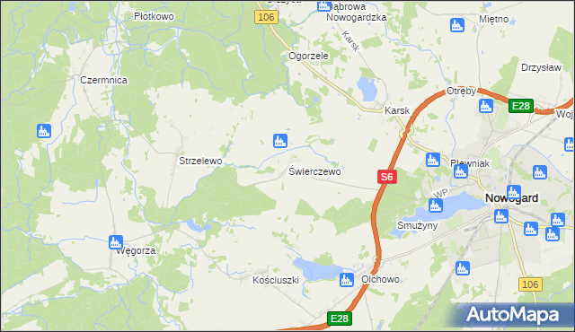 mapa Świerczewo gmina Nowogard, Świerczewo gmina Nowogard na mapie Targeo