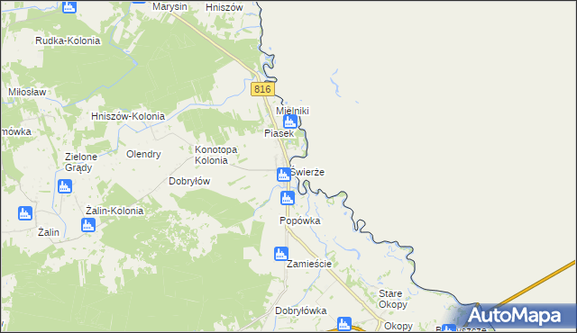 mapa Świerże gmina Dorohusk, Świerże gmina Dorohusk na mapie Targeo