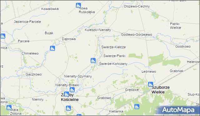 mapa Świerże Zielone, Świerże Zielone na mapie Targeo