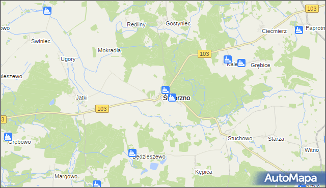 mapa Świerzno powiat kamieński, Świerzno powiat kamieński na mapie Targeo