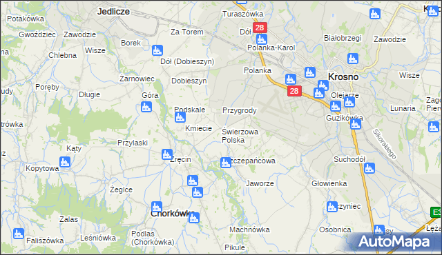 mapa Świerzowa Polska, Świerzowa Polska na mapie Targeo