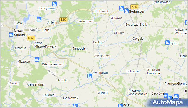 mapa Świeszewo gmina Świercze, Świeszewo gmina Świercze na mapie Targeo