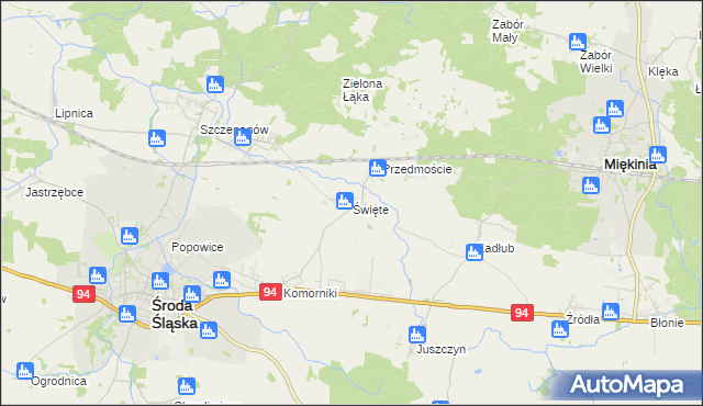 mapa Święte gmina Środa Śląska, Święte gmina Środa Śląska na mapie Targeo