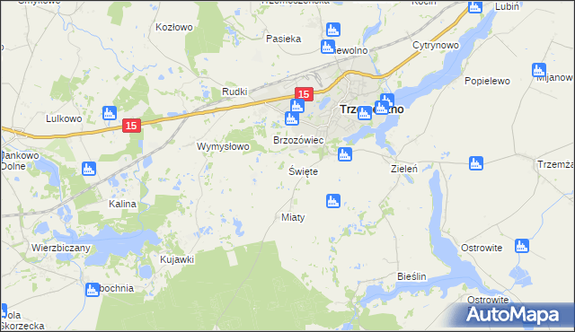 mapa Święte gmina Trzemeszno, Święte gmina Trzemeszno na mapie Targeo