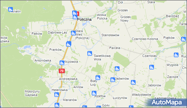 mapa Świetlikowa Wola, Świetlikowa Wola na mapie Targeo