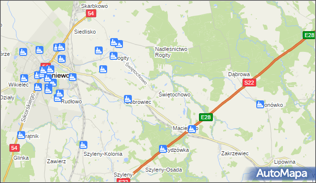 mapa Świętochowo, Świętochowo na mapie Targeo