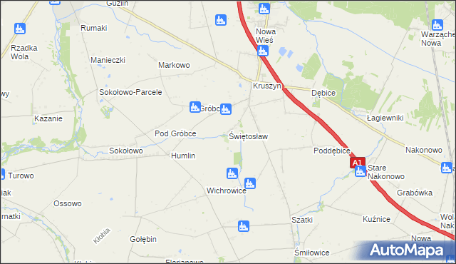 mapa Świętosław gmina Włocławek, Świętosław gmina Włocławek na mapie Targeo