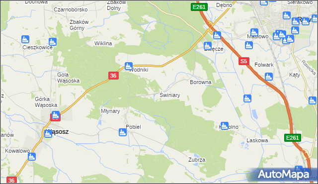 mapa Świniary gmina Wąsosz, Świniary gmina Wąsosz na mapie Targeo