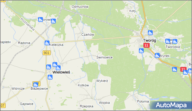 mapa Świniowice, Świniowice na mapie Targeo