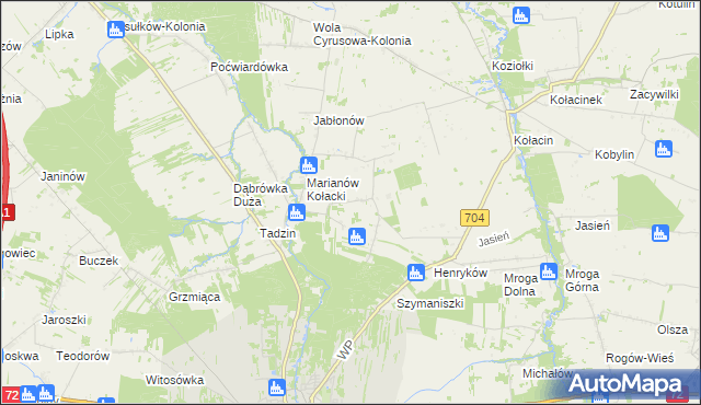 mapa Syberia gmina Brzeziny, Syberia gmina Brzeziny na mapie Targeo