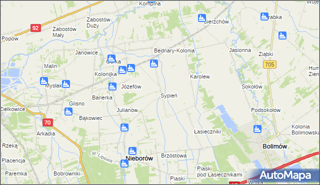 mapa Sypień, Sypień na mapie Targeo