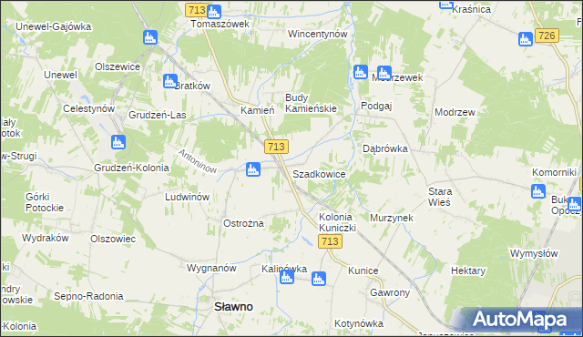 mapa Szadkowice gmina Sławno, Szadkowice gmina Sławno na mapie Targeo