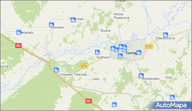 mapa Szafranki gmina Goniądz, Szafranki gmina Goniądz na mapie Targeo