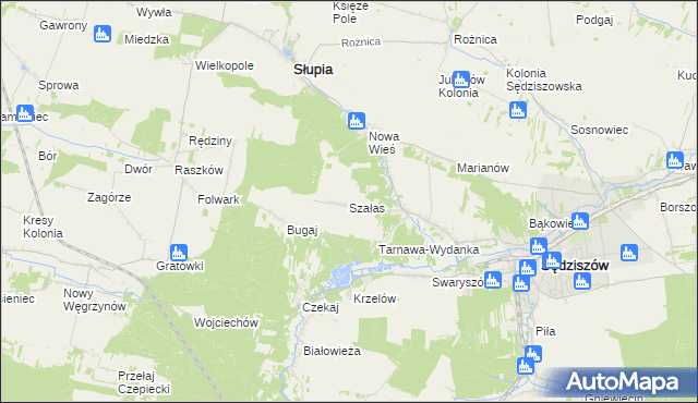 mapa Szałas gmina Sędziszów, Szałas gmina Sędziszów na mapie Targeo