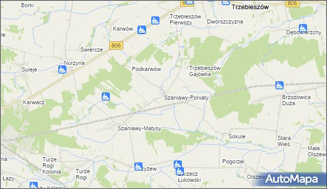 mapa Szaniawy-Poniaty, Szaniawy-Poniaty na mapie Targeo