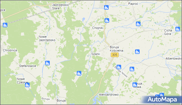 mapa Szarki gmina Nowy Tomyśl, Szarki gmina Nowy Tomyśl na mapie Targeo