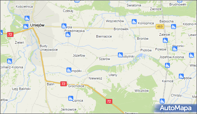 mapa Szarów gmina Poddębice, Szarów gmina Poddębice na mapie Targeo