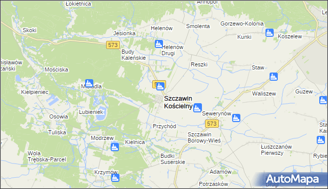 mapa Szczawin Kościelny, Szczawin Kościelny na mapie Targeo