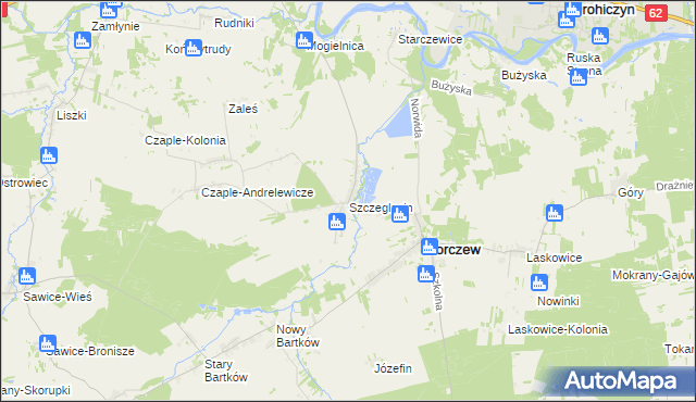 mapa Szczeglacin, Szczeglacin na mapie Targeo
