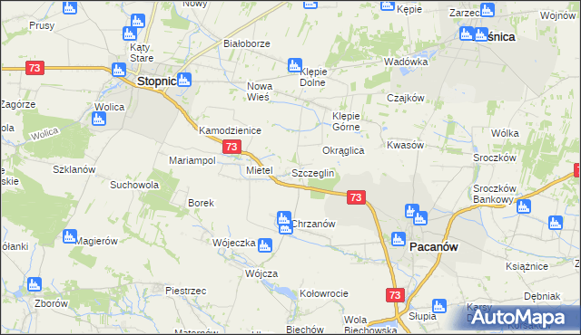 mapa Szczeglin gmina Stopnica, Szczeglin gmina Stopnica na mapie Targeo