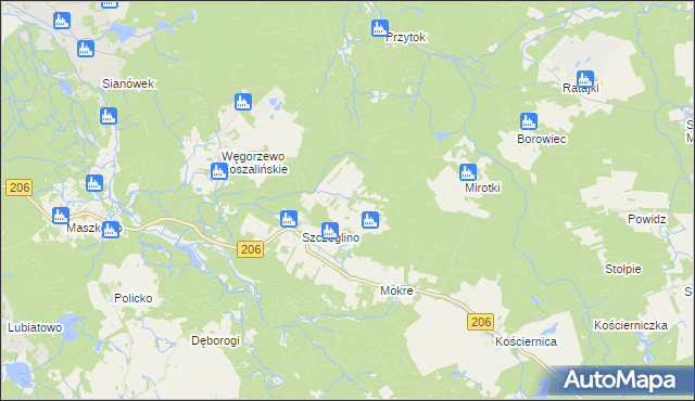 mapa Szczeglino Nowe, Szczeglino Nowe na mapie Targeo