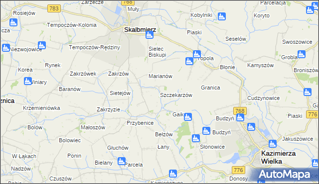 mapa Szczekarzów, Szczekarzów na mapie Targeo