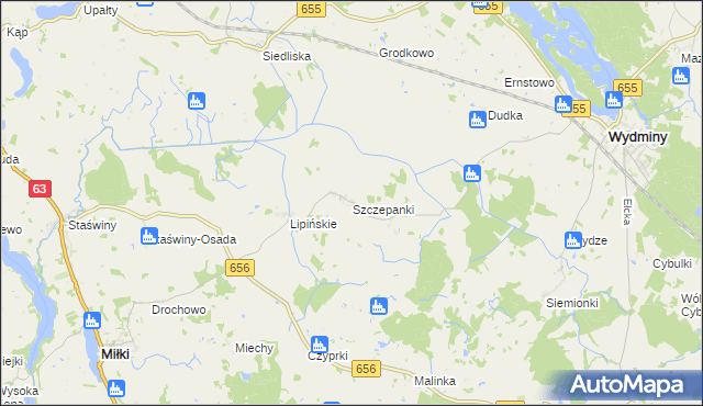 mapa Szczepanki gmina Wydminy, Szczepanki gmina Wydminy na mapie Targeo