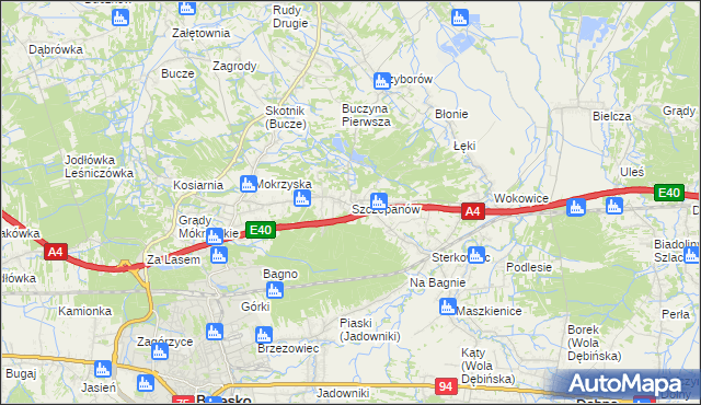 mapa Szczepanów gmina Brzesko, Szczepanów gmina Brzesko na mapie Targeo