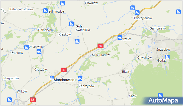 mapa Szczepanów gmina Marcinowice, Szczepanów gmina Marcinowice na mapie Targeo