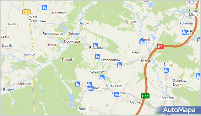 mapa Szczepanów gmina Sobków, Szczepanów gmina Sobków na mapie Targeo