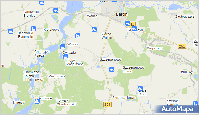 mapa Szczepanowo, Szczepanowo na mapie Targeo