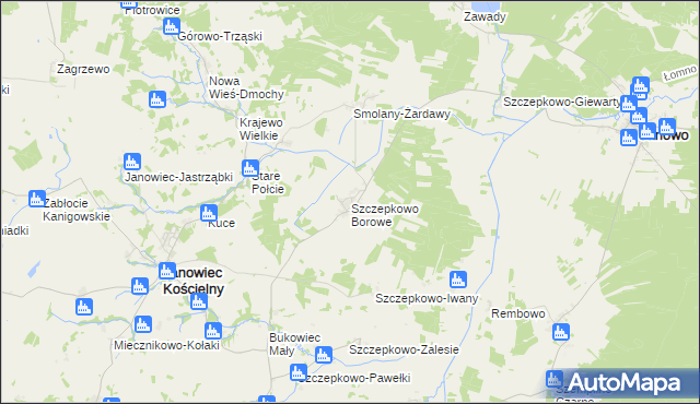 mapa Szczepkowo Borowe, Szczepkowo Borowe na mapie Targeo