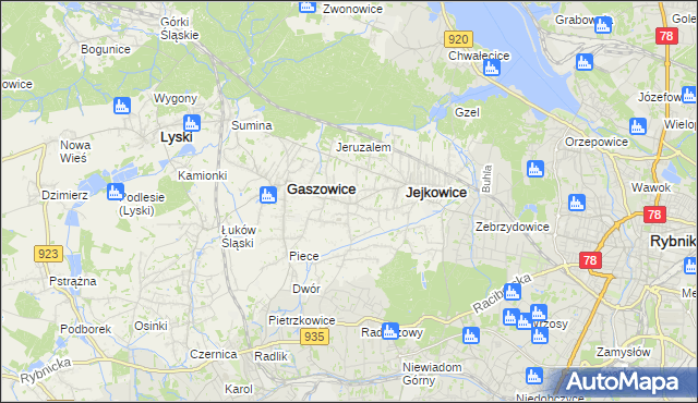 mapa Szczerbice, Szczerbice na mapie Targeo