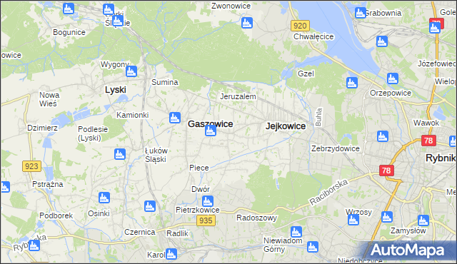 mapa Szczerbice, Szczerbice na mapie Targeo