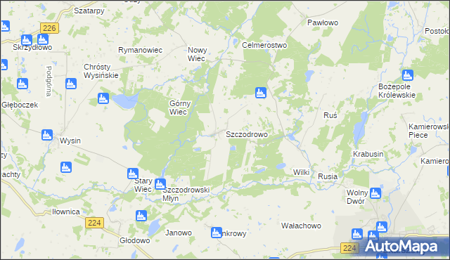 mapa Szczodrowo gmina Skarszewy, Szczodrowo gmina Skarszewy na mapie Targeo