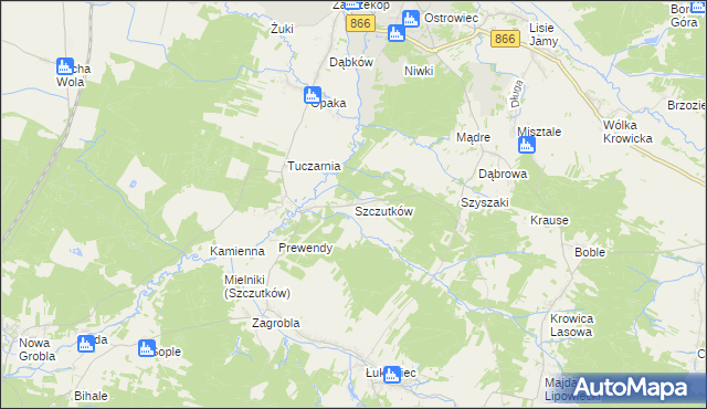 mapa Szczutków, Szczutków na mapie Targeo