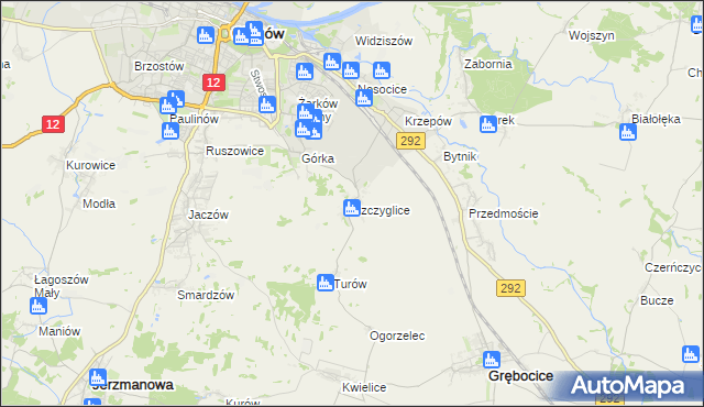 mapa Szczyglice gmina Głogów, Szczyglice gmina Głogów na mapie Targeo