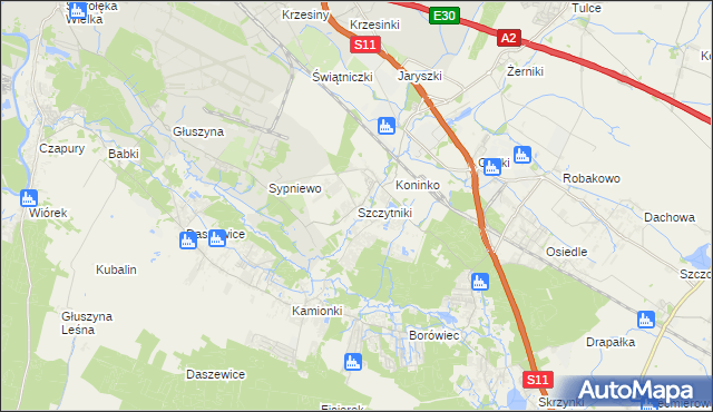 mapa Szczytniki gmina Kórnik, Szczytniki gmina Kórnik na mapie Targeo