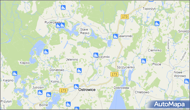 mapa Szczytniki gmina Ostrowice, Szczytniki gmina Ostrowice na mapie Targeo