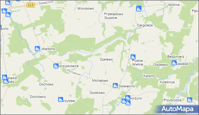 mapa Szelewo, Szelewo na mapie Targeo