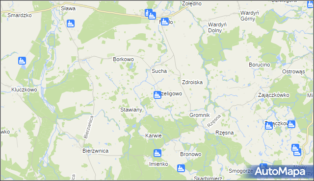 mapa Szeligowo, Szeligowo na mapie Targeo