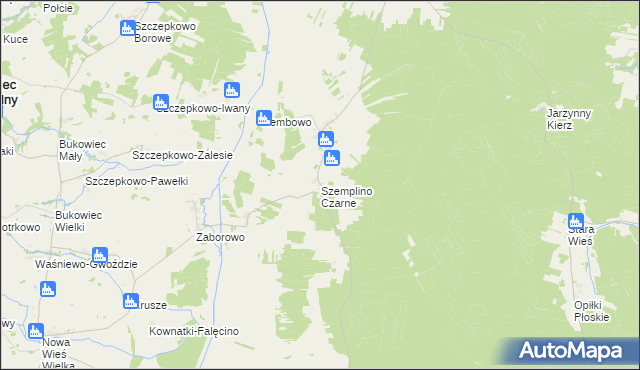 mapa Szemplino Czarne, Szemplino Czarne na mapie Targeo