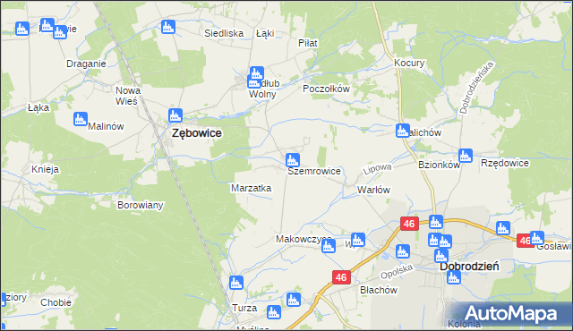 mapa Szemrowice, Szemrowice na mapie Targeo