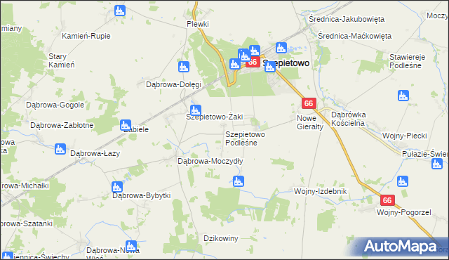 mapa Szepietowo Podleśne, Szepietowo Podleśne na mapie Targeo