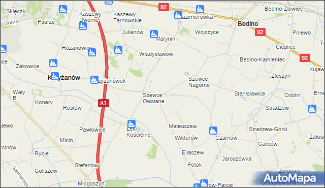 mapa Szewce Nadolne, Szewce Nadolne na mapie Targeo