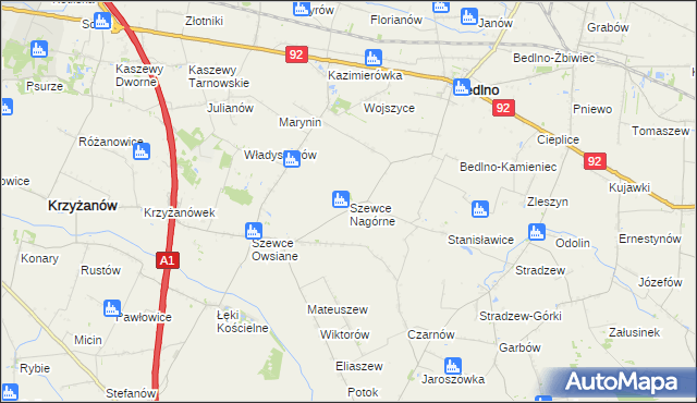 mapa Szewce Nagórne, Szewce Nagórne na mapie Targeo