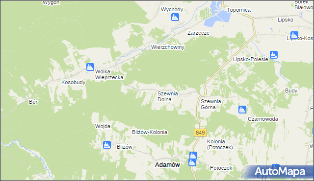 mapa Szewnia Dolna, Szewnia Dolna na mapie Targeo